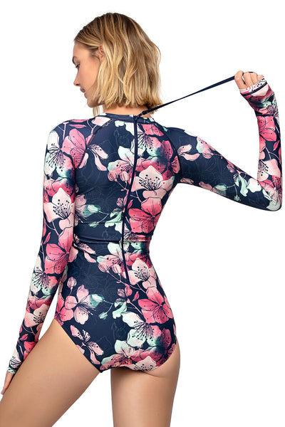 Axesea Long Sleeve One Piece Back Zip Swimsuit