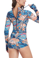 Long Sleeve Back Zip One Piece Swimsuit