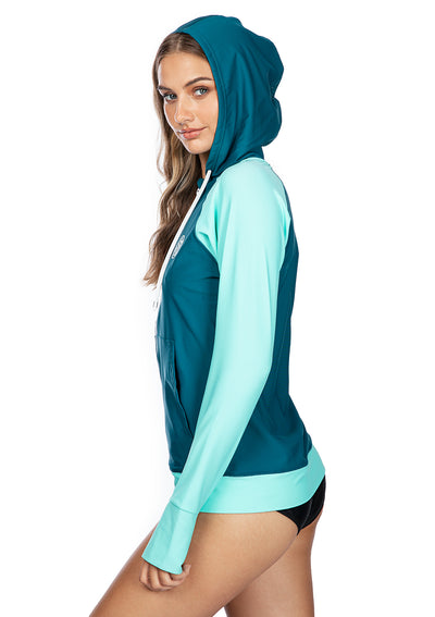 Axesea Hoodie Rash Guard UPF 50 Long Sleeve Swimsuit Top