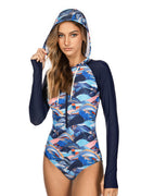 Axesea Feeling Nature Hooded  One Piece Swimsuit