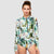 Side Ruching Long Sleeve One Piece Swimsuit — Coconut Palm